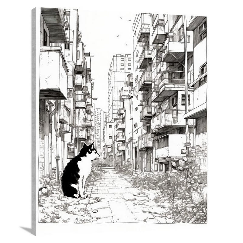 Calico Cat's Urban Adventure - Canvas Print