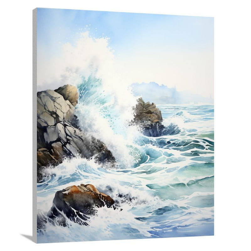 California's Coastal Symphony - Watercolor - Canvas Print