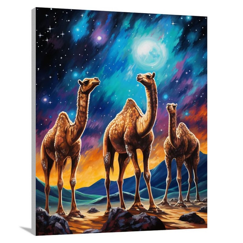 Camel's Moonlit Dance - Pop Art - Canvas Print