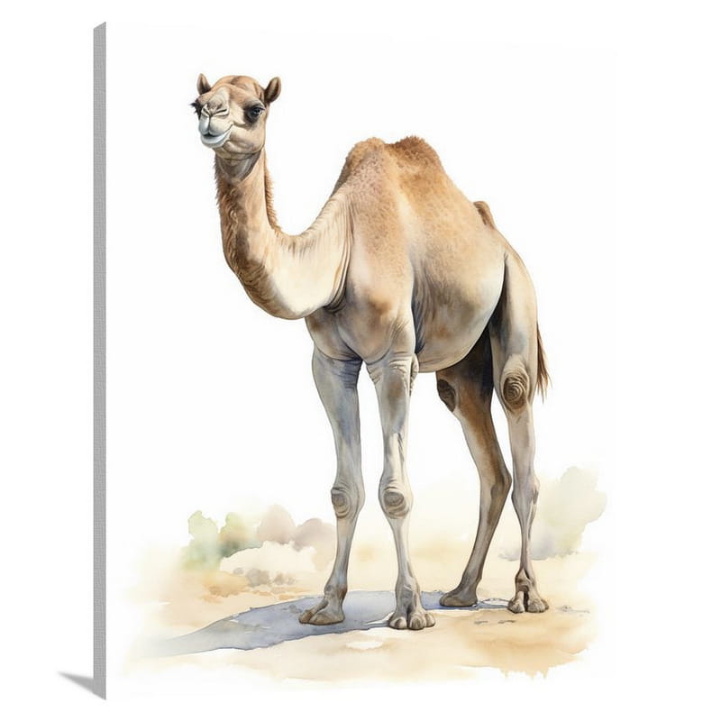 Camel's Oasis - Watercolor - Canvas Print
