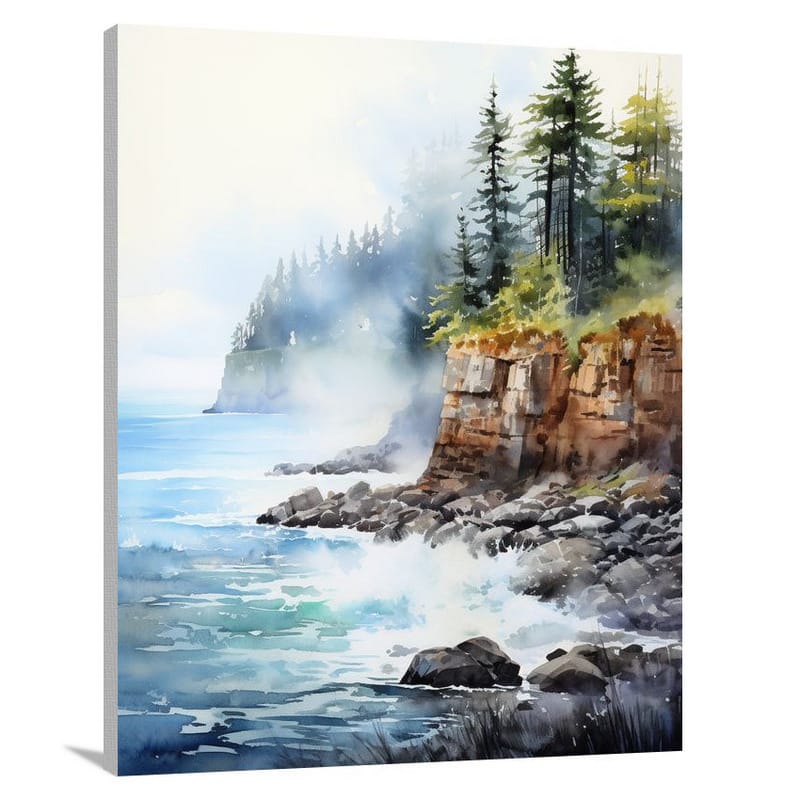 Canada's Coastal Serenity - Watercolor - Canvas Print
