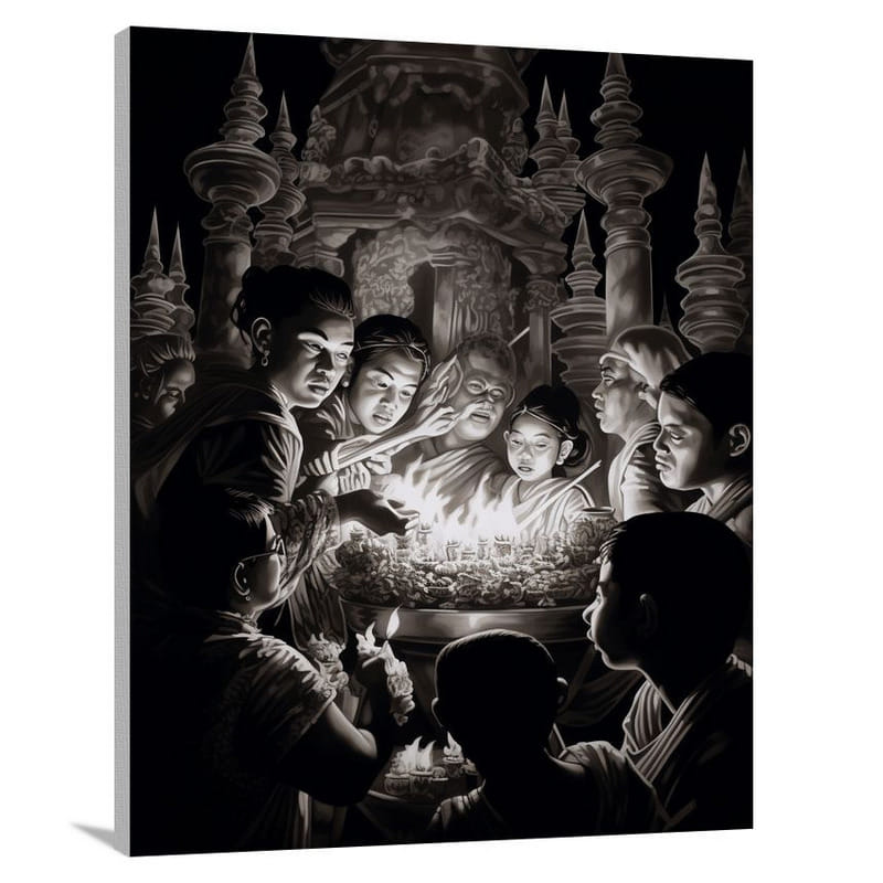 Candlelit Devotion: Asian Culture - Canvas Print