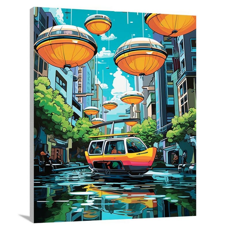 Canoe in the City - Canvas Print