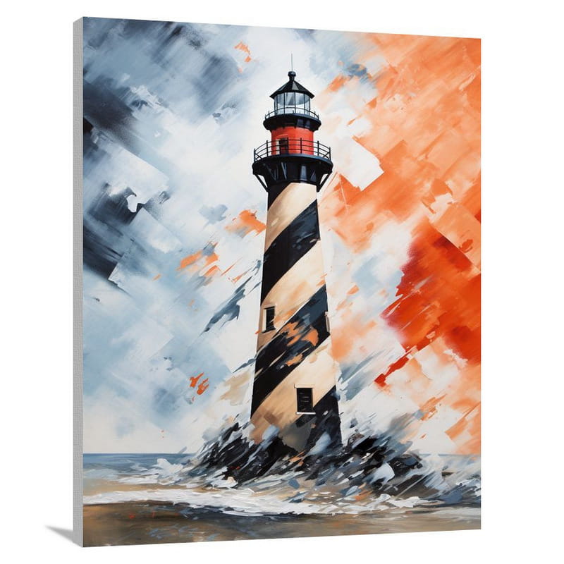 Cape Hatteras Lighthouse: Storm's Embrace - Minimalist - Canvas Print