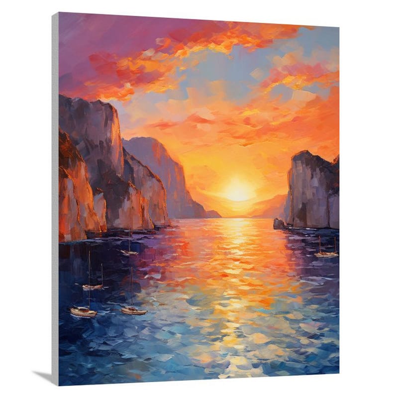 Capri's Fiery Sunset - Impressionist - Canvas Print