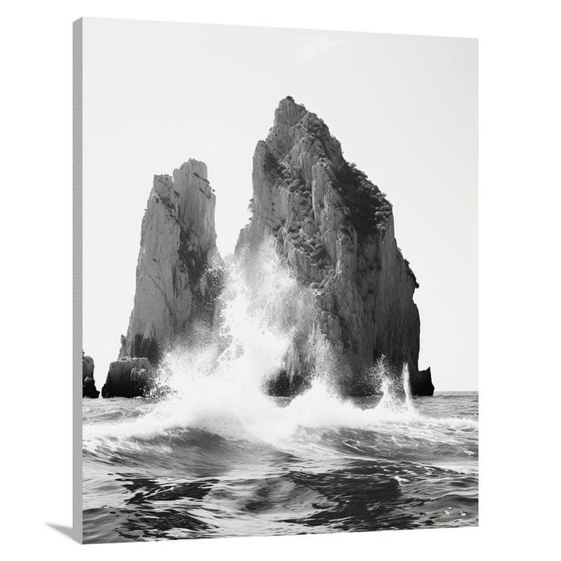 Capri's Majestic Faraglioni: - Black And White - Canvas Print
