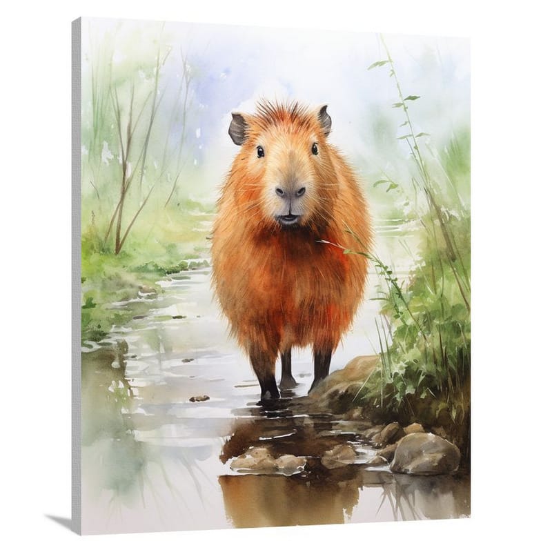 Capybara's Morning Stroll - Watercolor - Canvas Print