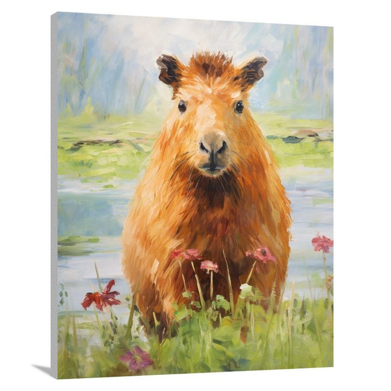 Capybara's Serene Pasture - Canvas Print