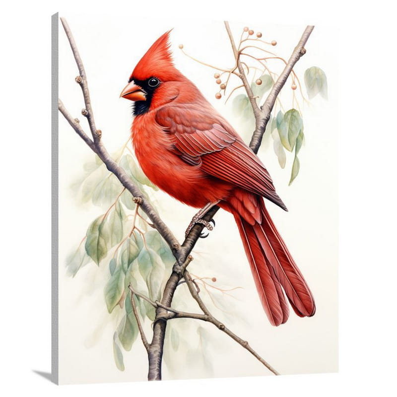 Cardinal's Gaze - Watercolor 2 - Canvas Print