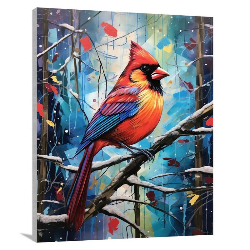 Cardinal's Vibrant Symphony - Canvas Print