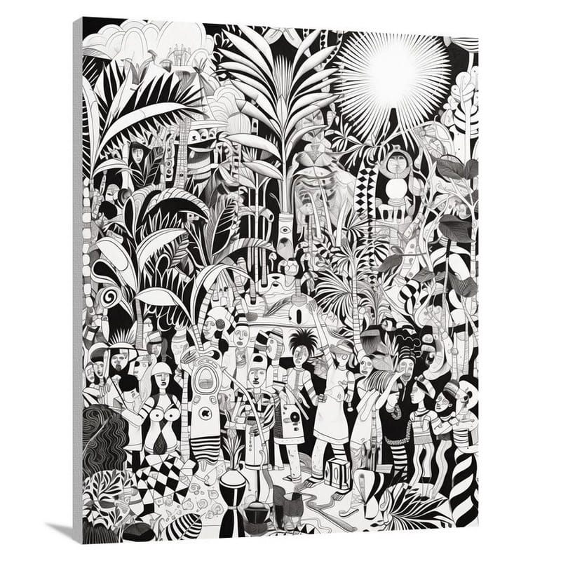 Caribbean Rhythms - Black And White - Canvas Print