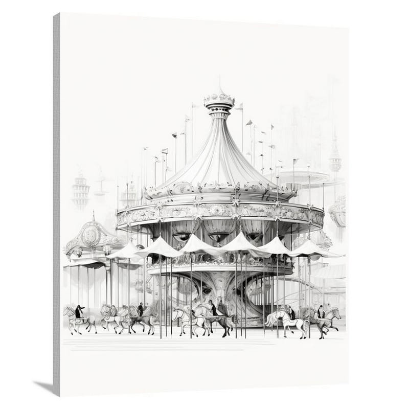 Carousel Dreams in Architectural Harmony - Canvas Print