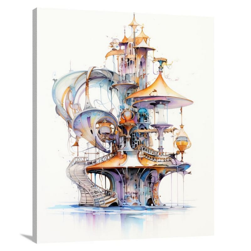 Carousel Dreams in Architectural Wonderland - Canvas Print