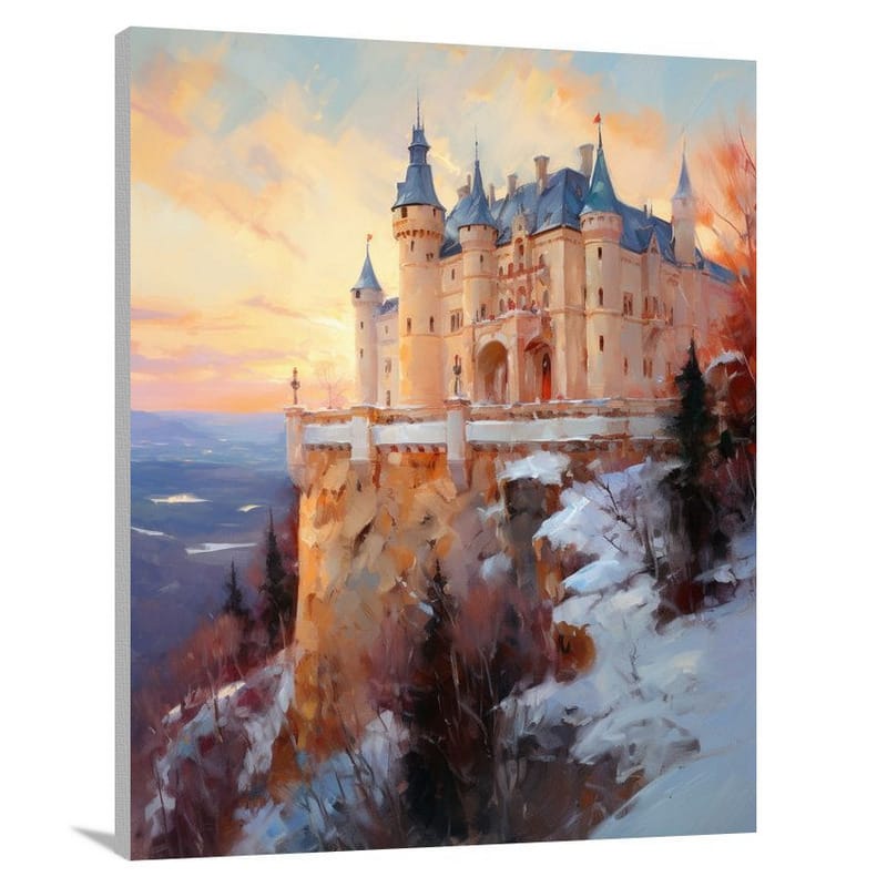 Castle & Palace: Majestic Cliff - Impressionist - Canvas Print