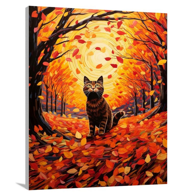 Cat's Autumn Chase - Canvas Print