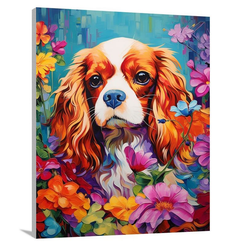 Cavalier's Floral Haven - Canvas Print