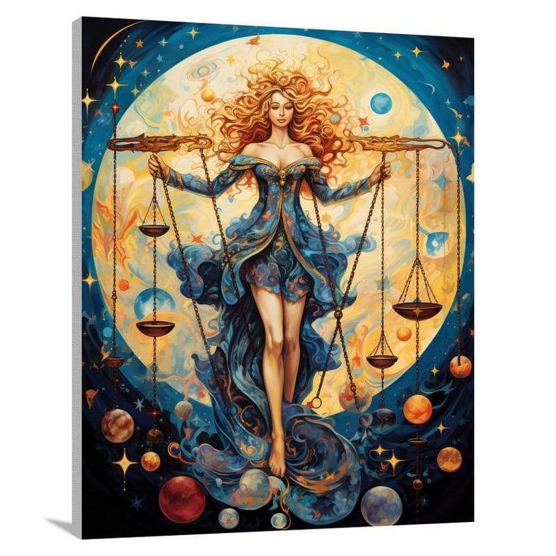 Celestial Balance: Libra's Cosmic Ballet - Canvas Print