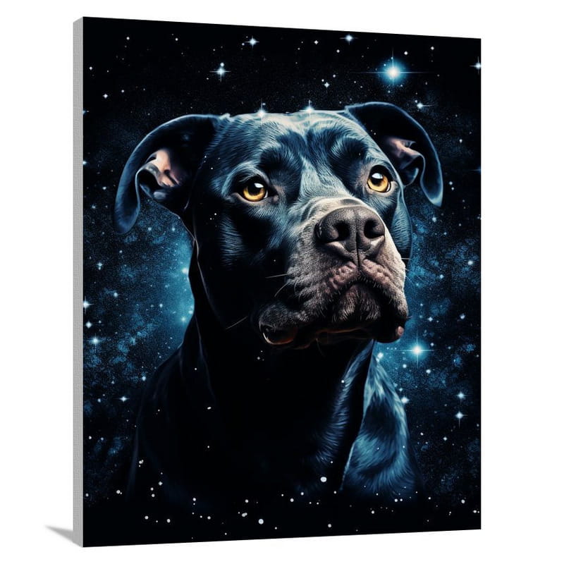 Celestial Bond: Pit Bull's Gaze - Canvas Print