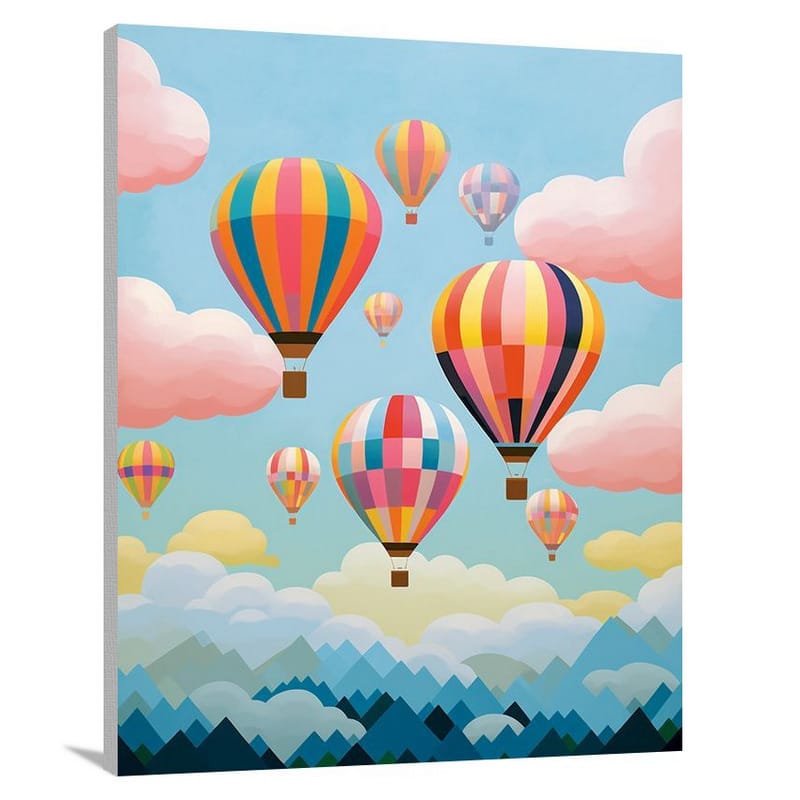 Celestial Carnival: Hot Air Balloon Voyage - Canvas Print