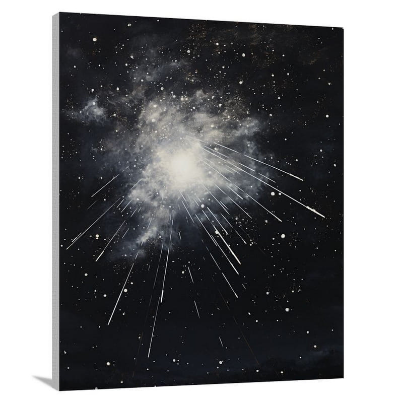 Celestial Collision: Earth's Meteor Showers - Minimalist - Canvas Print