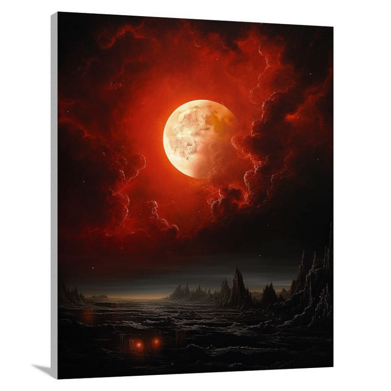 Celestial Dance: Moon Eclipse - Canvas Print