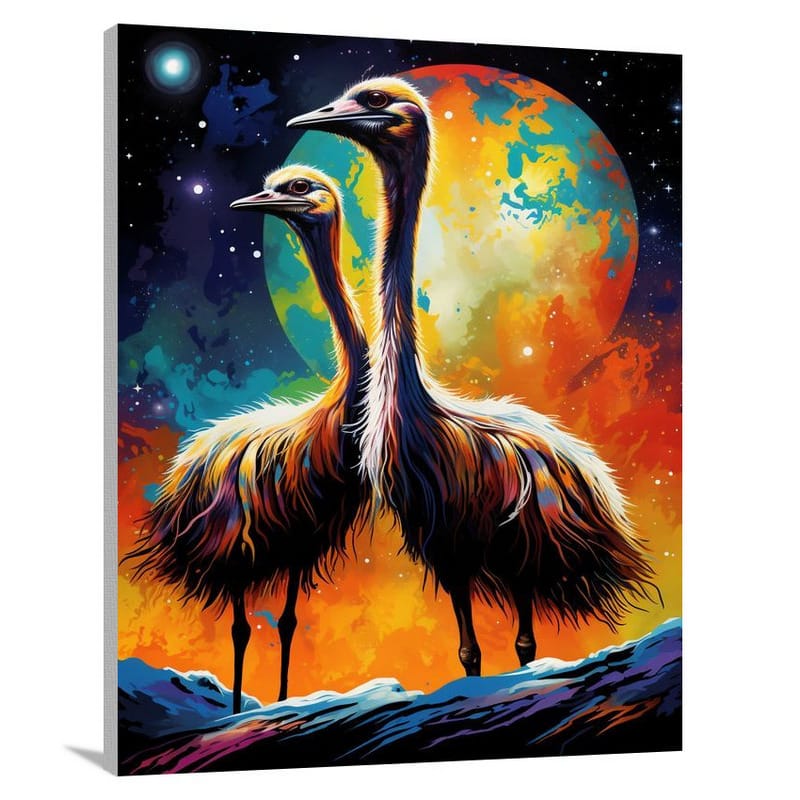 Celestial Encounter: Ostriches - Canvas Print