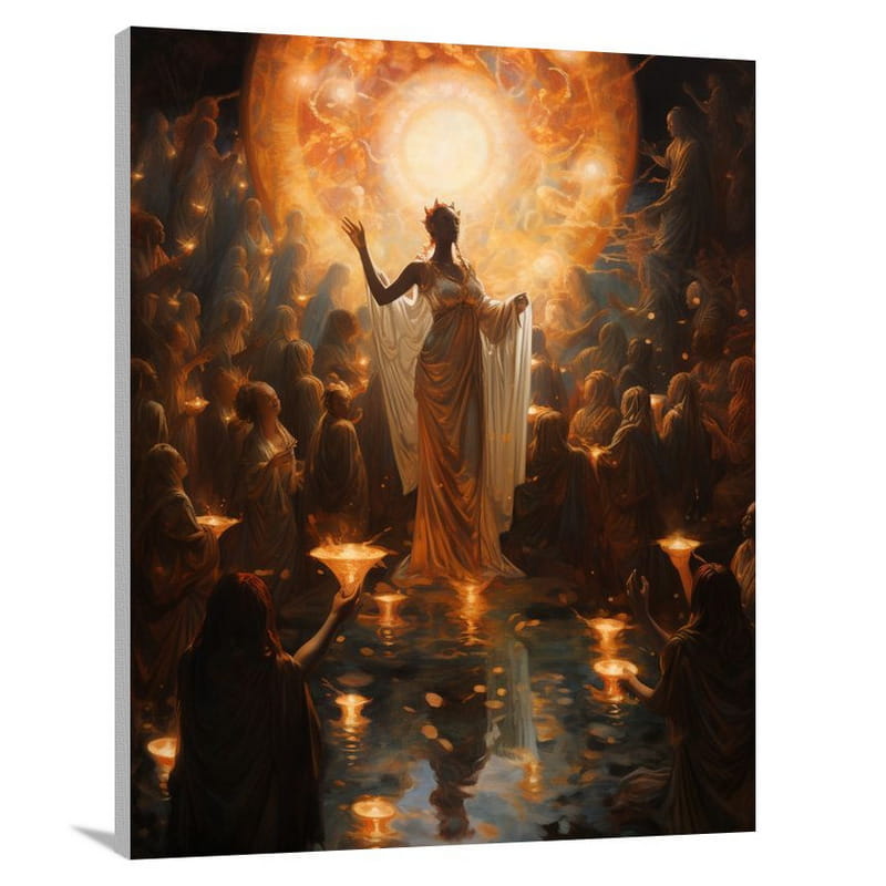 Celestial Gathering: Mythological Figure - Canvas Print