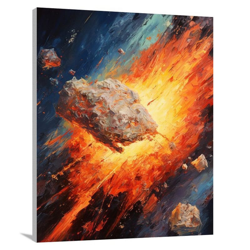 Celestial Inferno: Asteroid's Embrace - Canvas Print