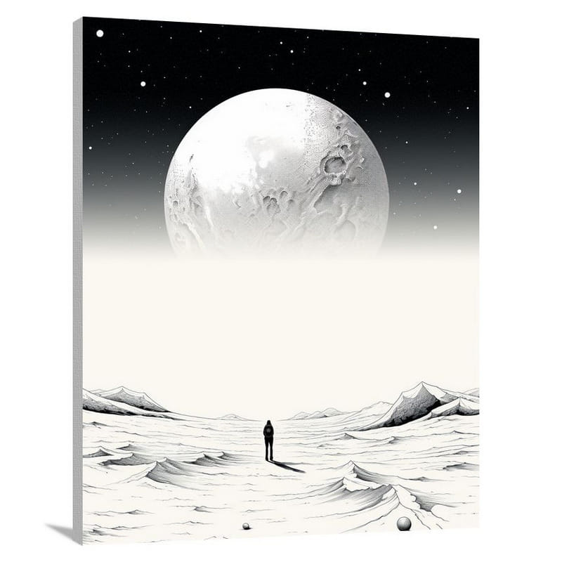 Celestial Reflections: Planet's Gaze - Black And White - Canvas Print