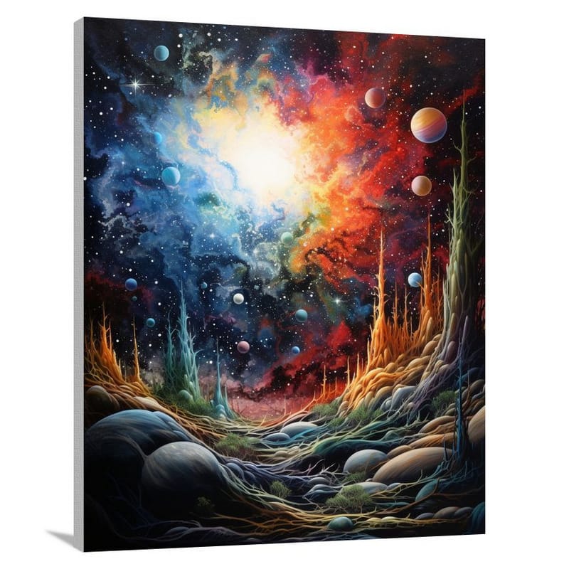 Celestial Symphony: Earth's Vibrant Blend - Canvas Print