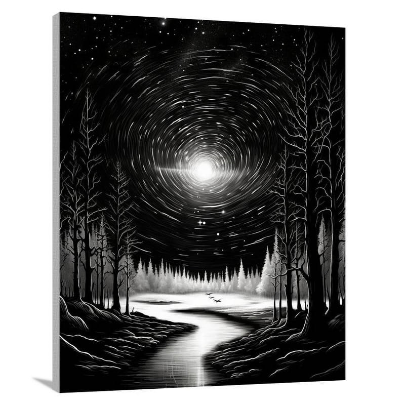 Celestial Symphony: Night Sky - Black And White - Canvas Print