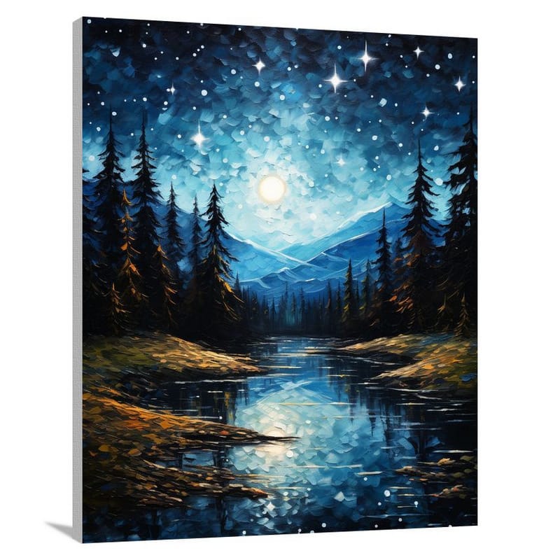 Celestial Symphony: Night Sky's Embrace - Canvas Print