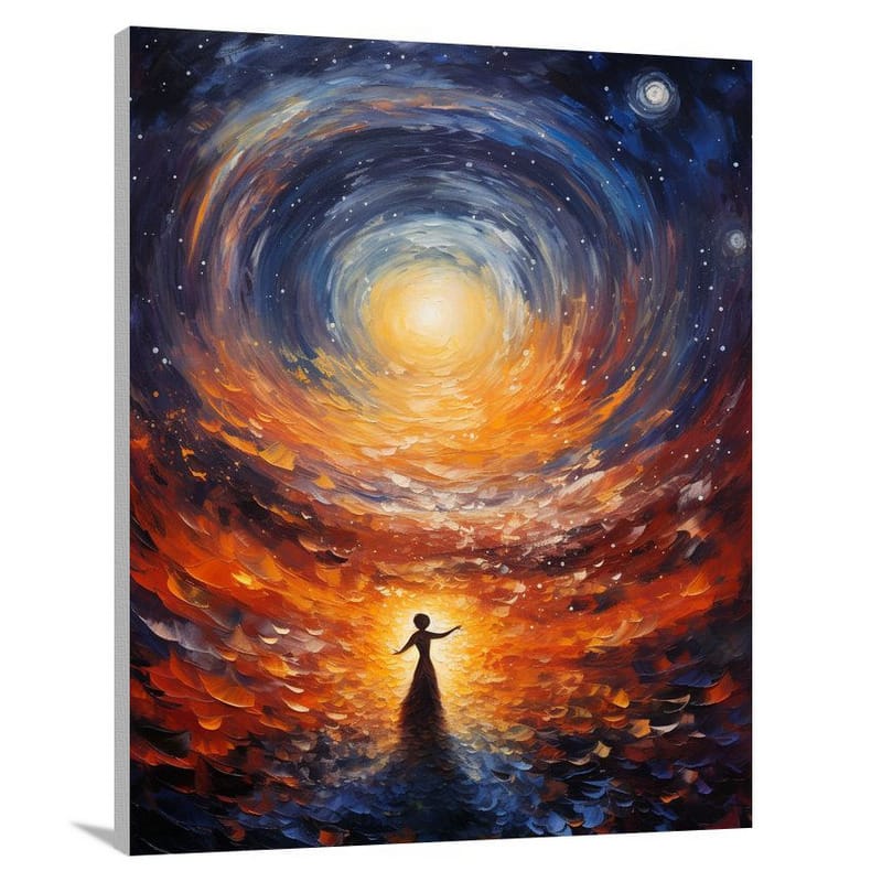 Celestial Symphony: Solar System's Dance - Impressionist - Canvas Print