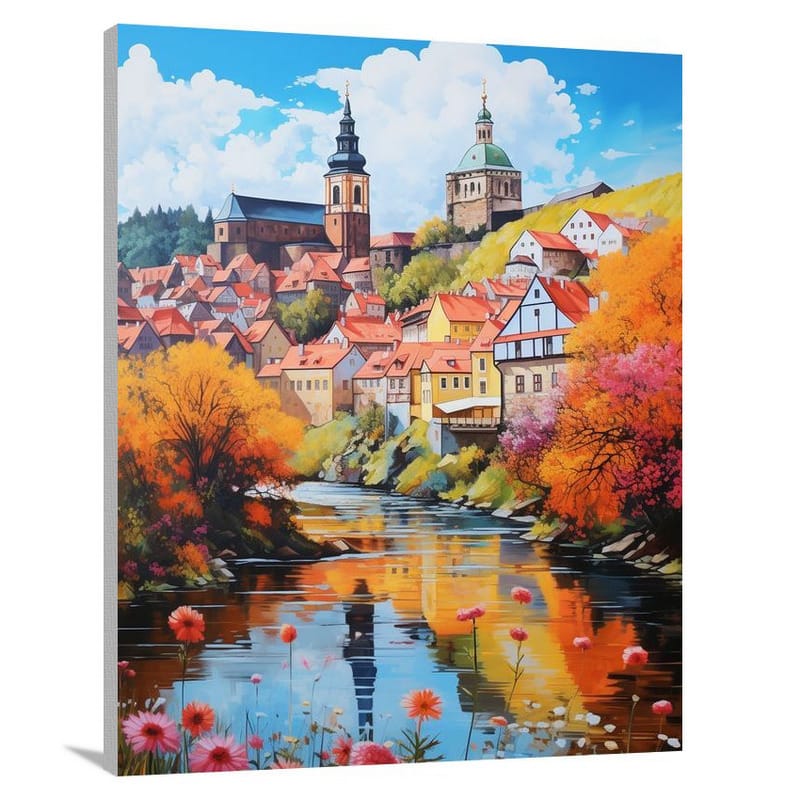 Ceskì Krumlov: Enchanting Vltava - Contemporary Art - Canvas Print