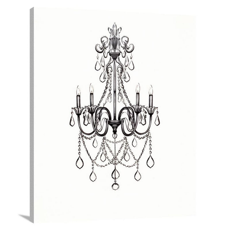 Chandelier's Elegance - Black And White 2 - Canvas Print
