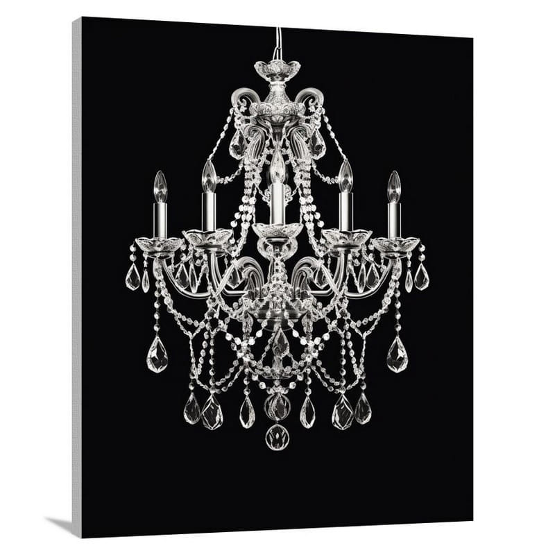Chandelier's Elegance - Black And White - Canvas Print