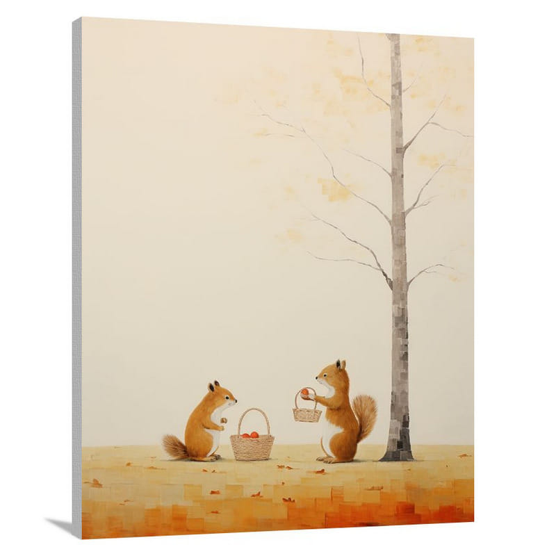Cheeky Squirrels: Basket Bandits - Canvas Print