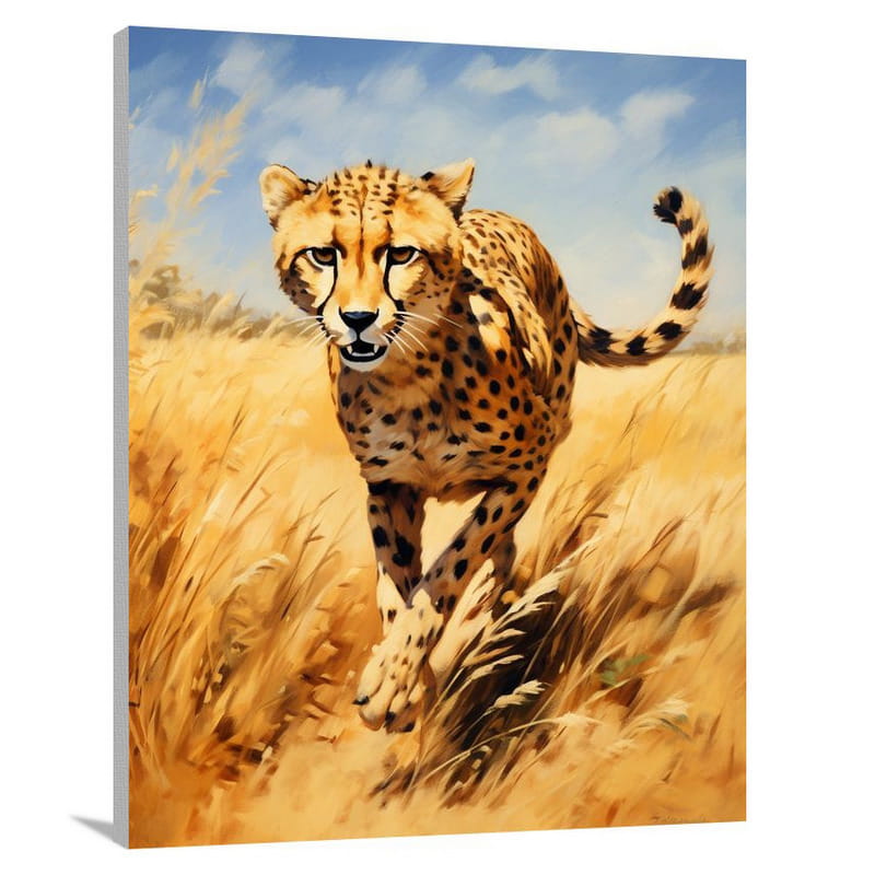 Cheetah's Golden Sprint - Impressionist - Canvas Print