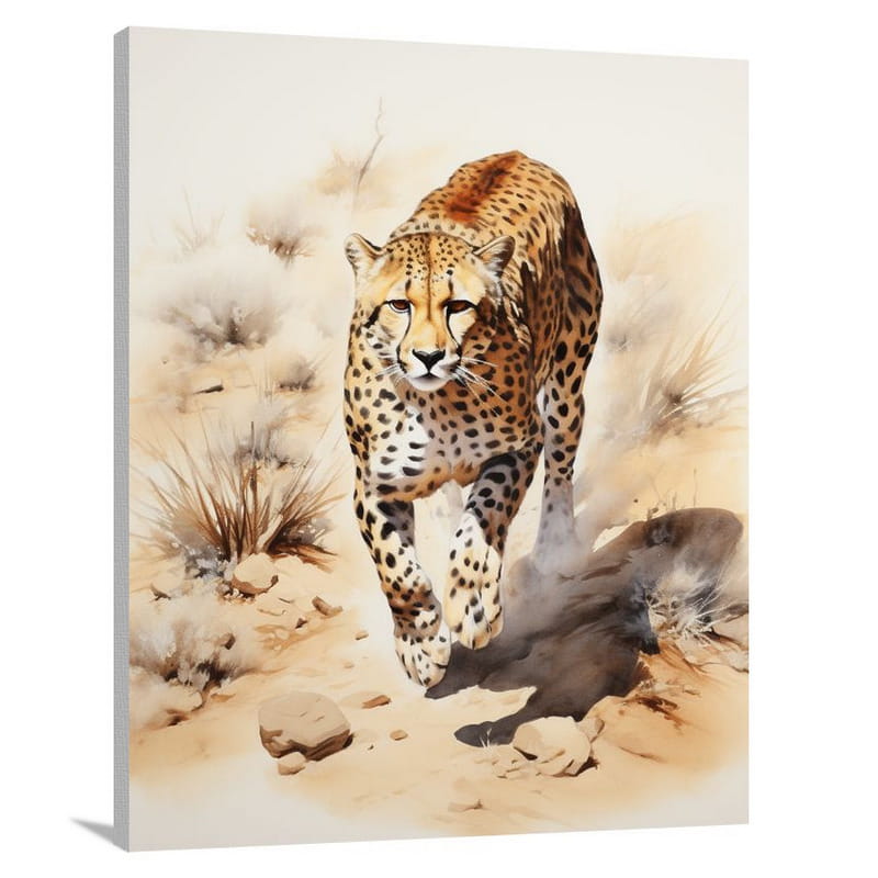 Cheetah's Grace - Watercolor - Canvas Print