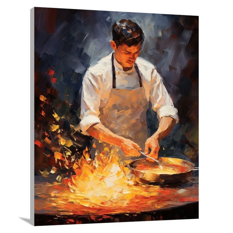 Chef's Culinary Symphony - Impressionist - Canvas Print