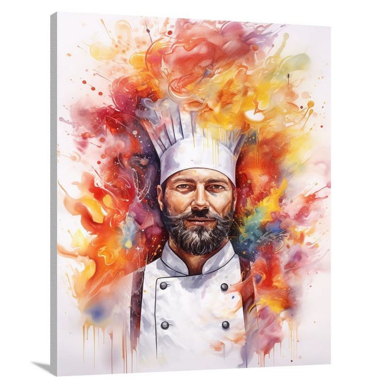 Chef's Fiery Spirit - Watercolor - Canvas Print