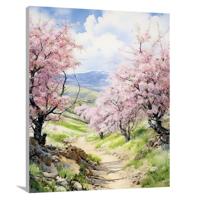 Cherry Blossom Delight - Watercolor - Canvas Print