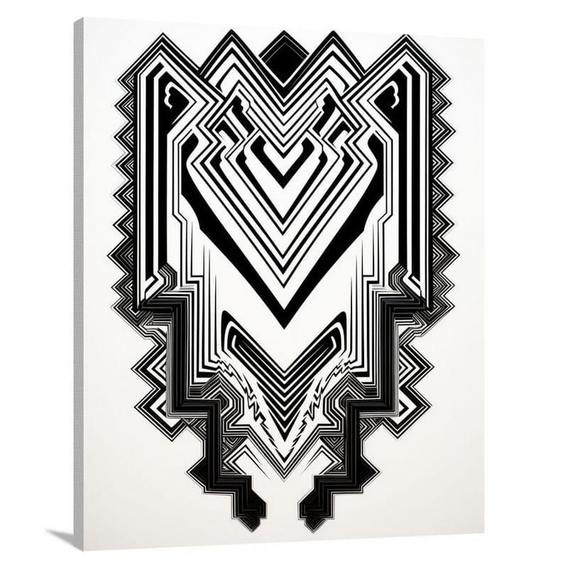Chevron's Intricate Dance - Black And White - Canvas Print