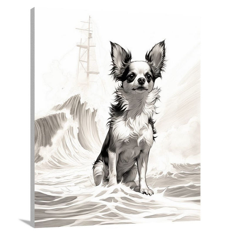Chihuahua's Resilience - Black And White - Canvas Print