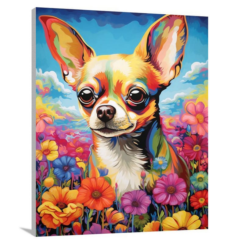 Chihuahua's Serene Meadow - Pop Art - Canvas Print