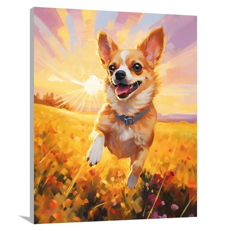 Chihuahua's Sunset Chase - Canvas Print