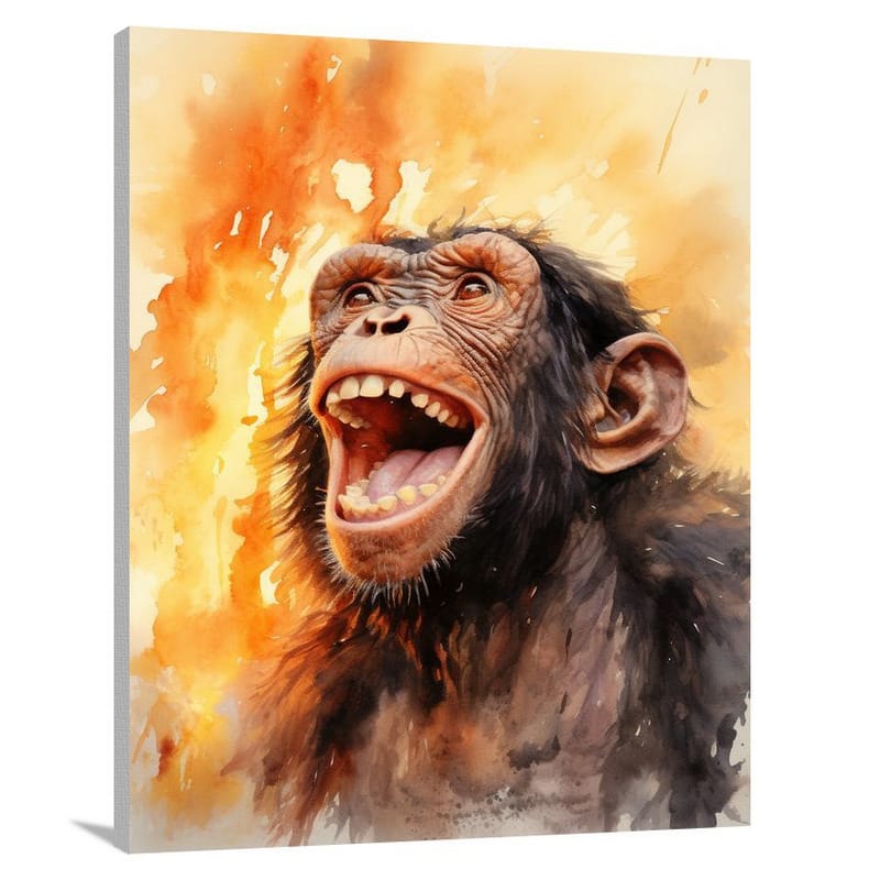 Chimpanzee's Serenade - Watercolor - Canvas Print