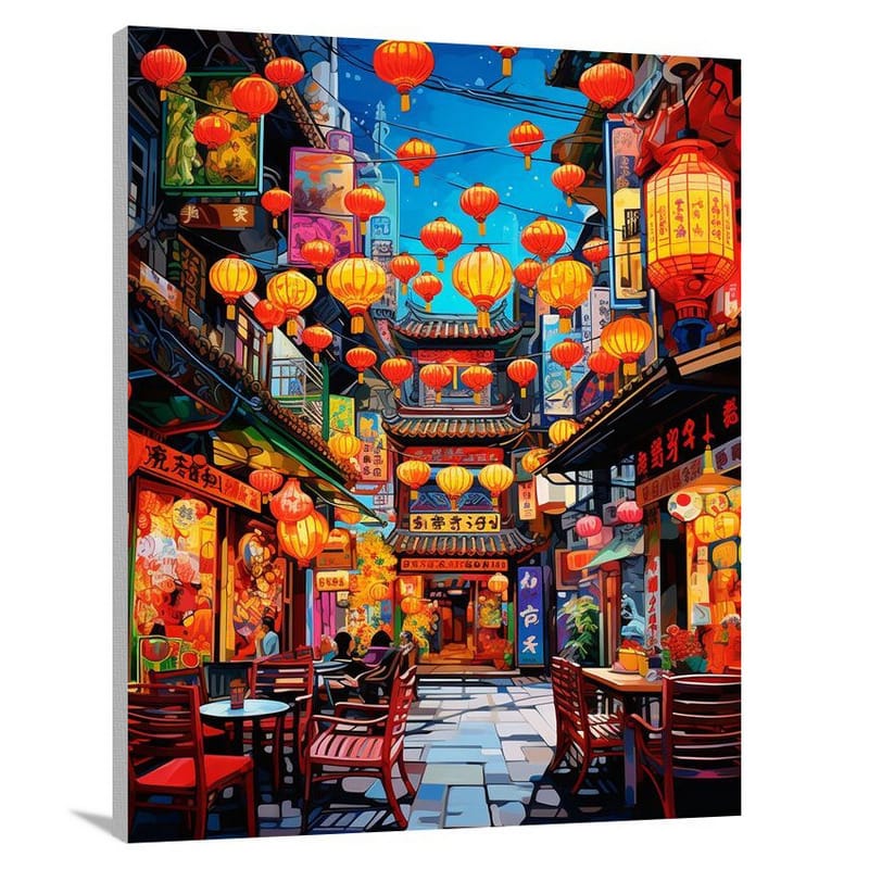 China's Lantern-lit Hutongs - Canvas Print