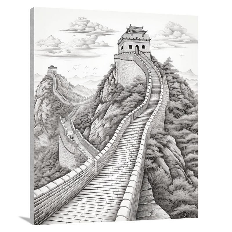 China's Resilient Majesty - Black And White - Canvas Print