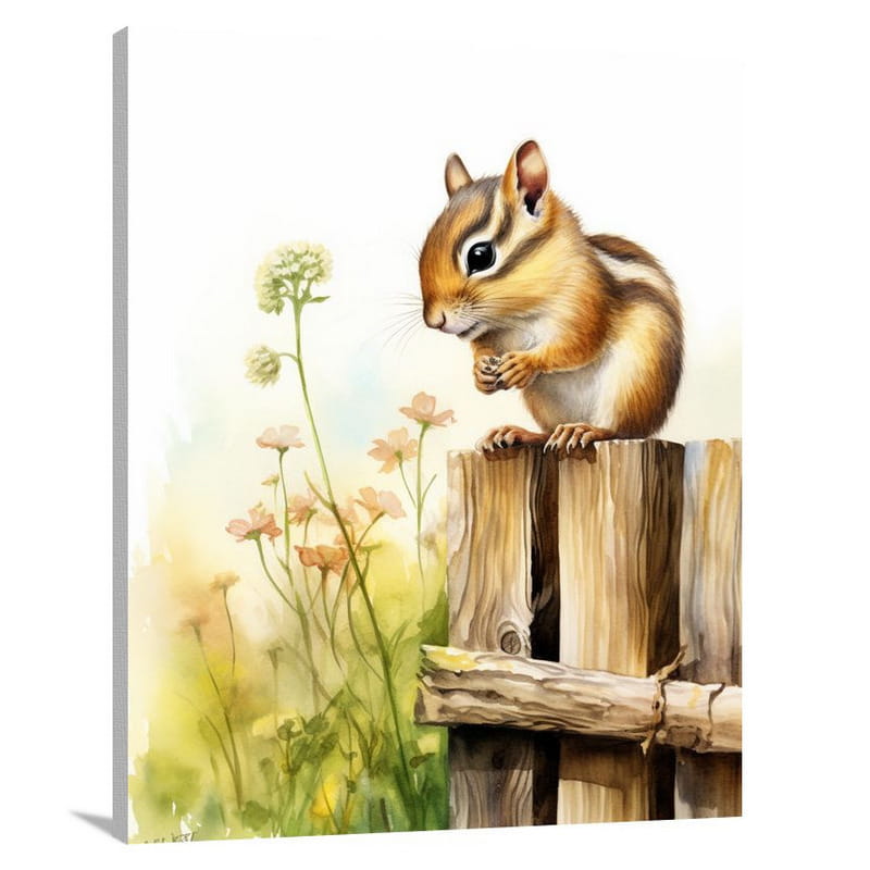 Chipmunk's Farm Serenity - Watercolor - Canvas Print